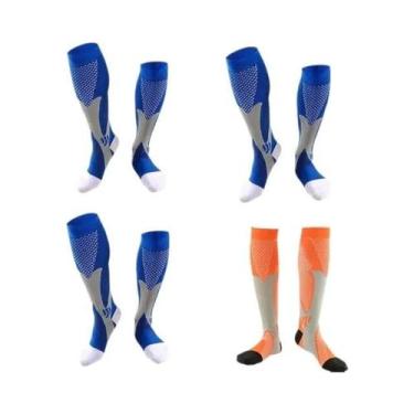 Imagem de Meias De Compressão Masculinas (2, 3 Ou 4 Pares) Para Corrida E Varize