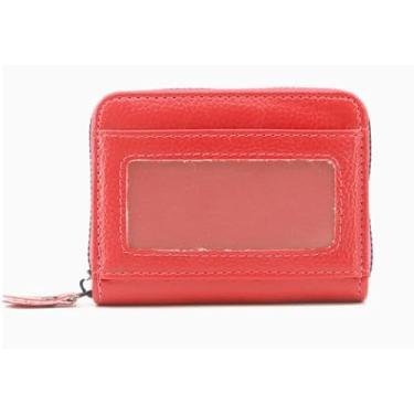 Imagem de Carteira pequena para mulheres, porta-cartão de crédito fino com bloqueio de RFID com janela para identidade, bolsas compactas para mulheres com 9 compartimentos para cartão, Vermelho, Estilo 2