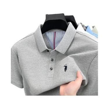 Imagem de Camisa Polo Masculina De Verão 100% Algodão Manga Curta Marca De Alto 