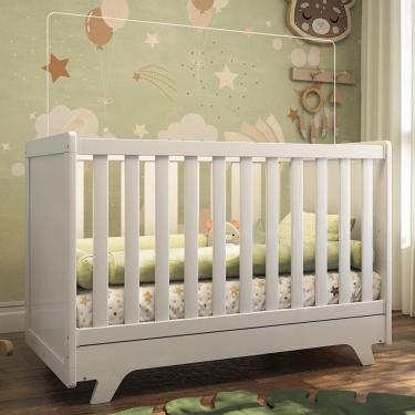 Imagem de Berço Americano Retrô 2 Em 1 Branco Brilho Com Colchão Baby Physical - Móveis Peroba