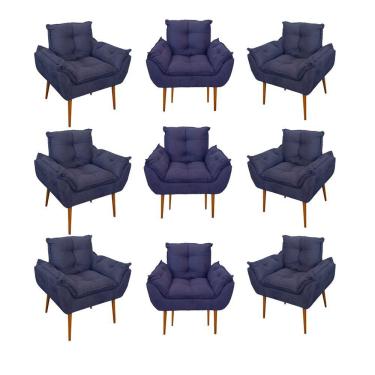 Imagem de Kit 09 Cadeiras Poltronas Opala Clinica Salão Balaqui Decor Cor:azul Marinho