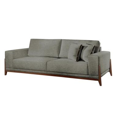 Imagem de Sofá Fixo Magnus 3 Lugares Luxo 1,90m Castellar Móbile Linho Cinza