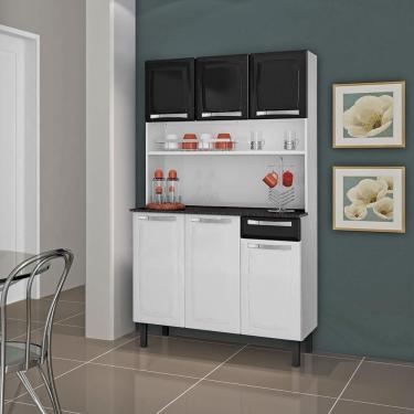 Imagem de Kit De Cozinha Compacta Rose 105cm Em Aço Itatiaia Branco E Preto