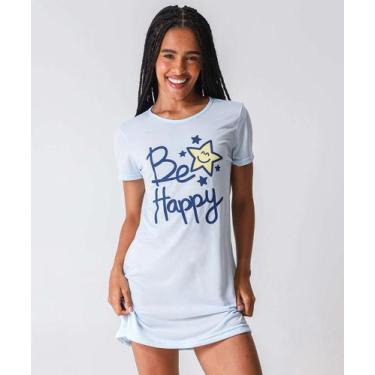 Imagem de Camisola Manga Curta Estampa Frase Marisa Azul-72032, Azul, G
