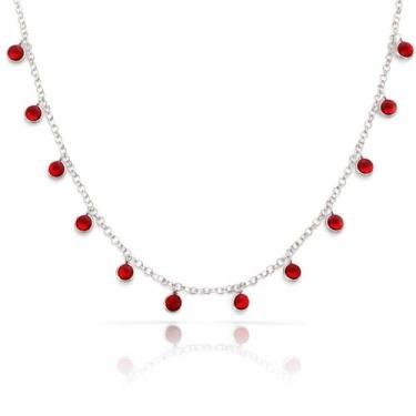 Imagem de Colar Chocker Elo Portugues Pedra Zirconia Prata 925 - Lojas La&Ny Pra