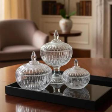 Imagem de kit POTICHE DECORATIVO CRISTAL Bomboniere baleiro Transparente - GENER