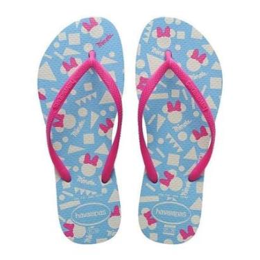Imagem de Chinelo Infantil Meninas Havaianas Minnie Azul e Rosa - 4141-Feminino