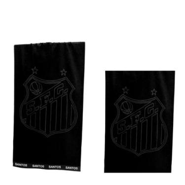 Imagem de Kit Toalha de Banho e Rosto  Aveludada Jacquard de Time Santos Preto B