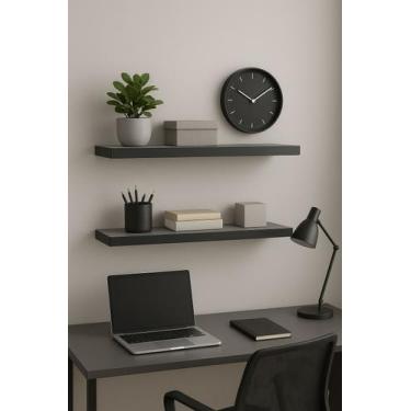 Imagem de KIT 3 prateleiras Cinza e Preto para escritório, cantinho do café,quar