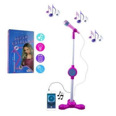 Imagem de Brinquedo 1 Microfone Infantil Pedestal Luz e Som Karokê - Toys & Toys