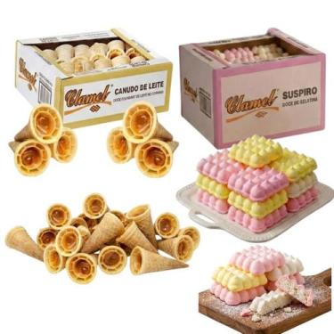 Imagem de Kit Suspiros Gelatina 50 Unidades Canudos Wafer Doce Leite 50 Unidades