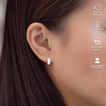 Imagem de Brinco Masculino Argola de Prata 925 Texturizado Brilhante Banhado - T