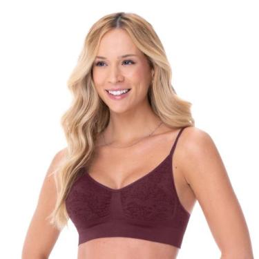 Imagem de Sutiã com Bojo Removível sem Costura Jacquard Bruma Floral Bordeaux - 