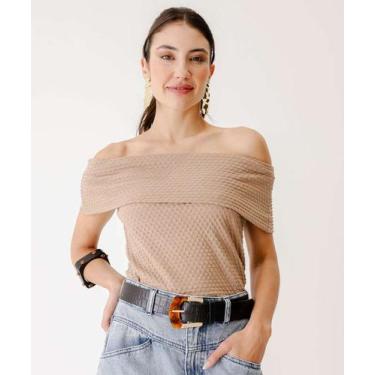 Imagem de Blusa Feminina Textura Ombro a Ombro Marisa Bege-65040, Bege, G