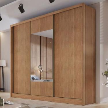 Imagem de Guarda-Roupa Casal Volano 3 Portas 4 Gavetas com Espelho 100% Mdf Cuma