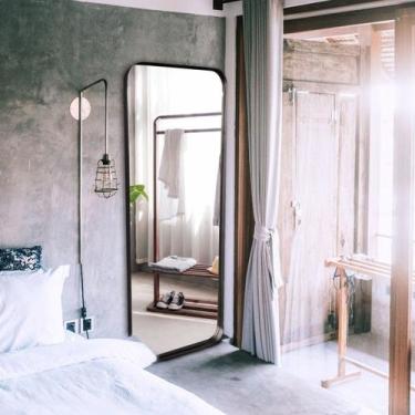 Imagem de Espelho Grande Corpo Inteiro de Parede Moldura Aço 170x70cm Rei dos Vi