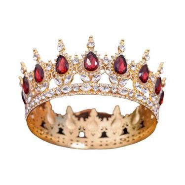 Imagem de Tiara De Noiva Retro Barroca Com Cristais De Strass, Coroa Redonda Par