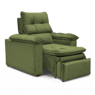 Imagem de Poltrona do Papai Reclinável Retrátil Bonari Veludo Verde Musgo - Loja Sheep