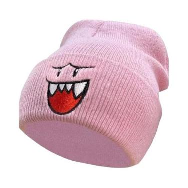 Imagem de Gorro De Inverno Quente Para Homens, Tricotado, Com Rosto Feliz Bordad
