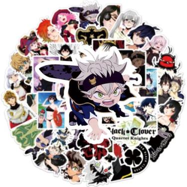 Imagem de Adesivos pretos, trevos, anime, 50 peças, PVC, impermeável - yiweisai