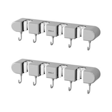 Imagem de Suporte De Parede Para Vassouras E Rodos Com Ganchos, Sem Furos, Organ