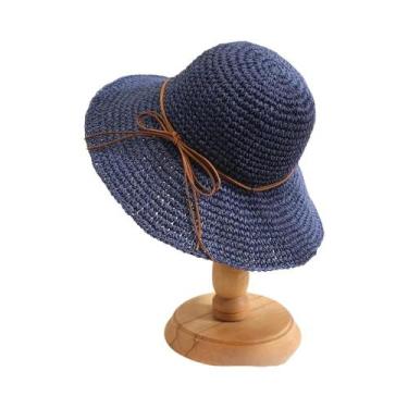 Imagem de Chapéu De Sol Feminino De Palha Com Aba Larga E Laço, Estilo Panamá, P