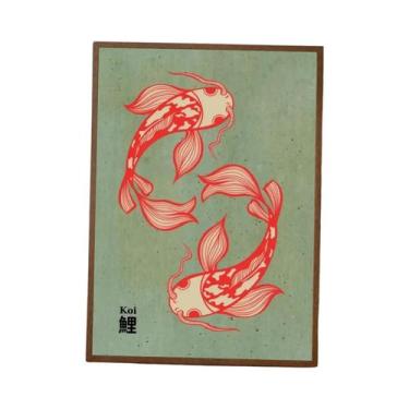 Imagem de Pôster De Arte Em Tela Com Peixe Koi Vermelho, Decoração Moderna E Min