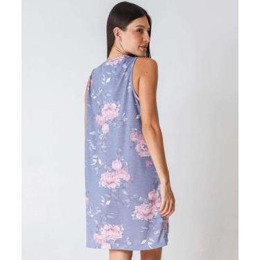 Imagem de Camisola Renda Flores Sem Manga Marisa Azul-70089, Azul, GG