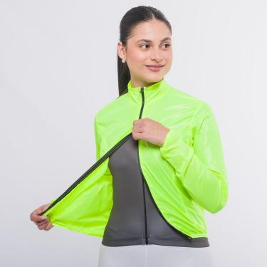 Imagem de Jaqueta Corta Vento de Ciclismo Feminina Márcio May Pro II Amarela Neon-Feminino