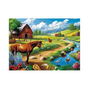 Imagem de Quebra-Cabeça Cavalo No Rio 1000/520/120 Peças - Jogo Familiar Desafia