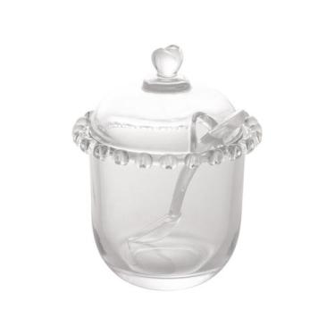 Imagem de Açucareiro de Vidro Cristal Borda Coração C/ Colher 9,5x12 - Lyor