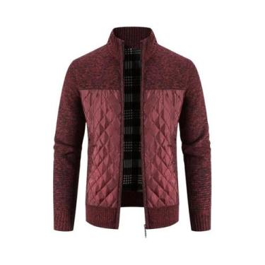 Imagem de Jaqueta De Suéter Com Capuz Em Fleece Para Homens, Estampa Xadrez, Alt