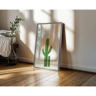 Imagem de Quadro Decorativo Boho do Deserto Retangular 60X90 em Canvas com Vidro Moldura Caixa Branca