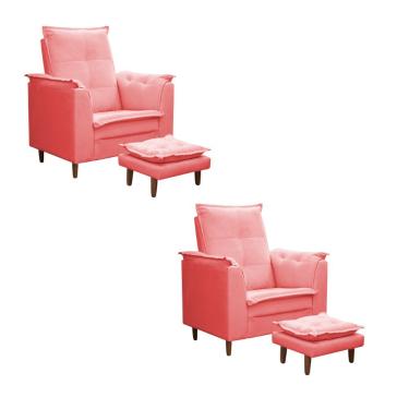 Imagem de Kit 2 Poltronas Maria Para Amamentação e Descanso Suede Rosa Mabe Magazine