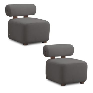 Imagem de Poltrona Decorativa Helora Kit 2 Bouclê Cinza Escuro D'Rossi