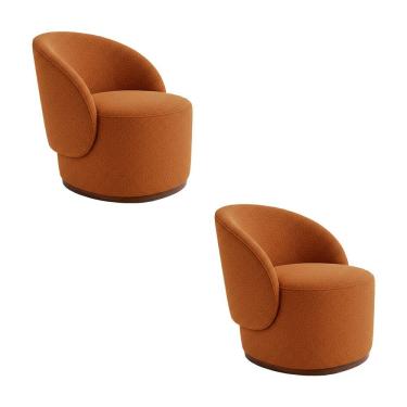 Imagem de Kit 2 Poltronas Decorativa Premium Orgânica Para Recepção E Clinicas Em Bouclê Italiano Terracota