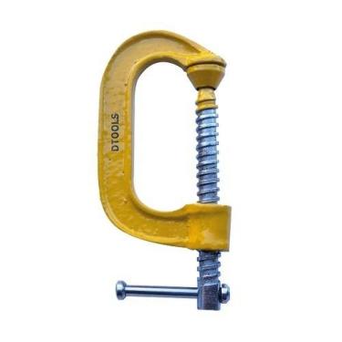 Imagem de Grampo Tipo C 3" para Fixação de Peças em Carpintaria Marcenaria e Serralheria Resistente Amarelo Dtools