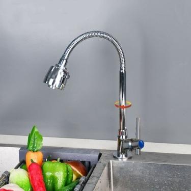 Imagem de Torneira de Cozinha Gourmet Parede e Bancada com Chuveiro em Aço Inoxidável e Plástico...