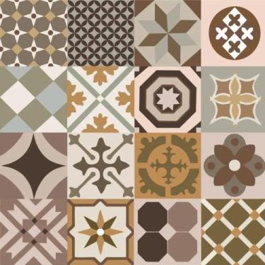 Imagem de Papel De Parede Cozinha Azulejo Português Marrom Lavável 3m - Congratu