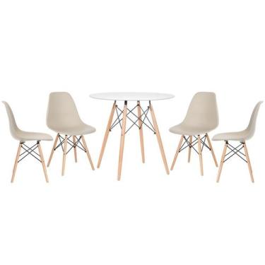 Imagem de Laraz, Conjunto - Mesa Eames 80 cm branco + 4 cadeiras Eames Eiffel DS
