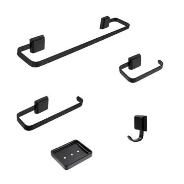 Imagem de Kit De Acessórios Para Banheiro 5 Peças Luxo Preto - JGC COMERCIAL