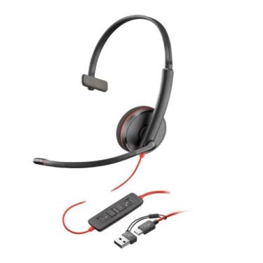 Imagem de Headset HP Poly Blackwire C3210 Mono - Conectores USB-C+USB-A - Preto 