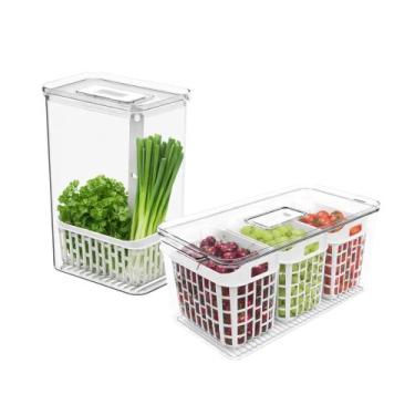 Imagem de Kit Organizadores para Geladeira Dry Com 2 Peças (2,3L + 6L) Brinox