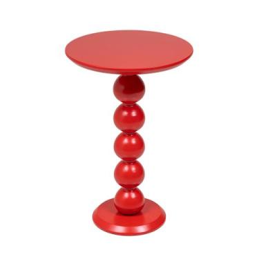 Imagem de Mesa Lateral alta em Madeira Maciça Poá Artemobili, Vermelho