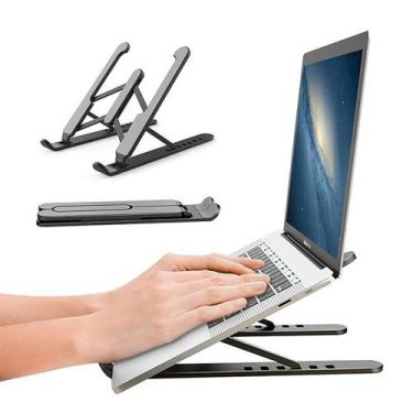 Imagem de Suporte Apoio De Notebook PRETOLaptop Compacto Articulado Home Office 