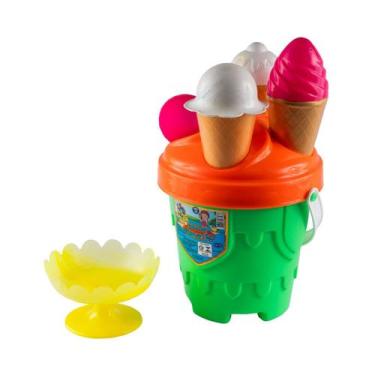 Imagem de Kit Baldinho Brinquedos De Praia Para Criança Balde Sorvetão - Rei do 