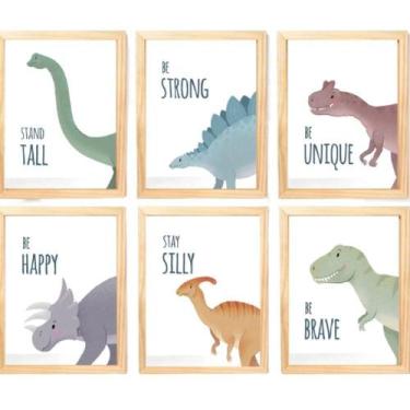 Imagem de Quadro Infantil Dinossauro 6 Un A4 Vidro E Pendurador. - SHOPPINGNET