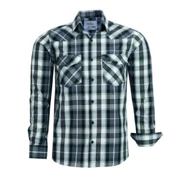 Imagem de Camisa Social Amil Masculina Xadrez Manga Longa Comfort Com Bolso 1885