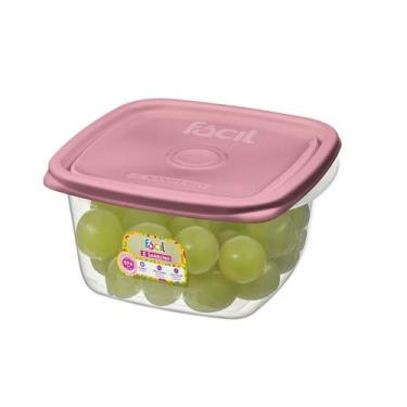 Imagem de Pote Plástico Quadrado Fácil Rosa 800ml - Sanremo, Rosa