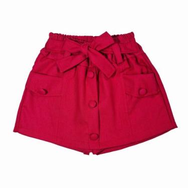 Imagem de Short Saia Menina Shortinho Infantil Primavera Verão - 2L Kids, Vermel